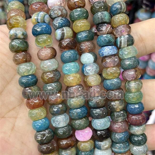 Natural Agate Rondelle Beads Dye Faceted Multicolor