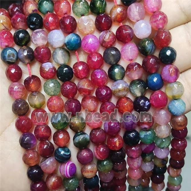 Multicolor Agate Beads Faceted Round Dye
