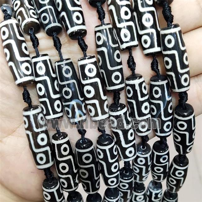 Black Tibetan Agate Rice Beads Evil Eye