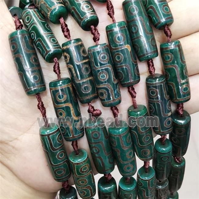 Green Tibetan Agate Rice Beads Evil Eye