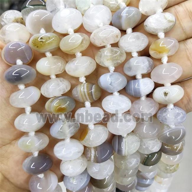 Gray Agate Druzy Rondelle Beads Smooth