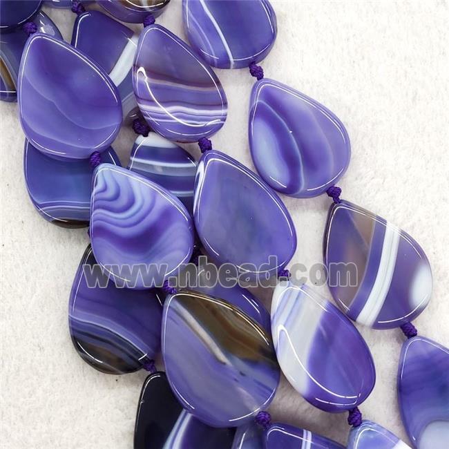 Purple Stripe Agate Beads Teardrop