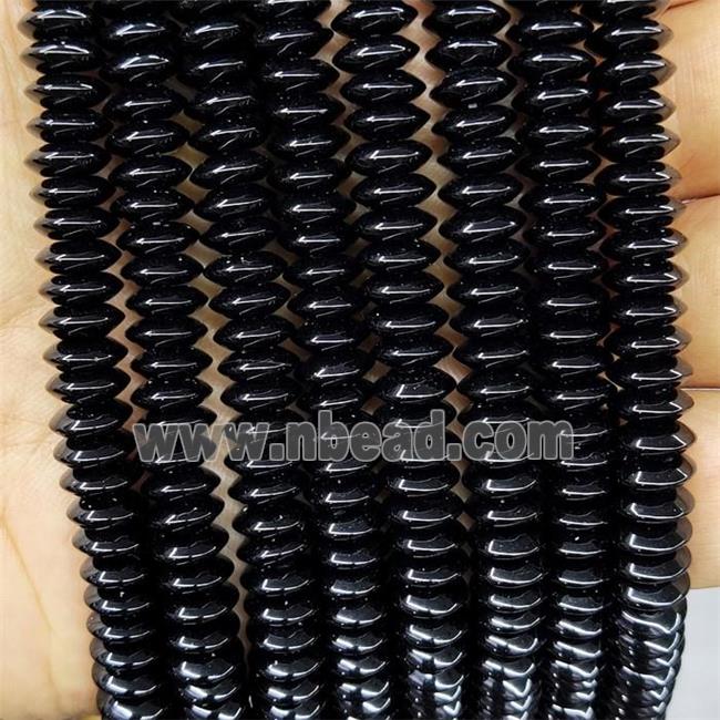 Natural Black Onyx Agate Beads Rondelle