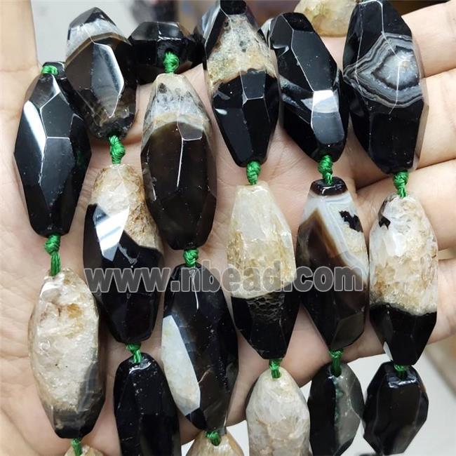 Green Druzy Agate Beads Faceted Rice Dye
