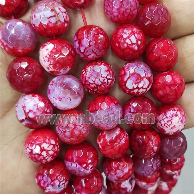 Red Veins Agate Beads Dye Faceted Round