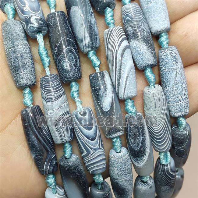 Stripe Agate Rice Beads Grayblue