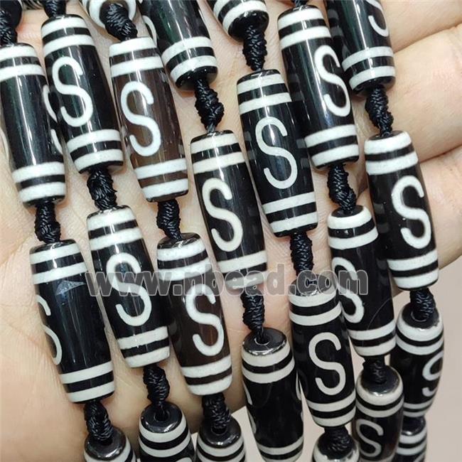 Tibetan Agate Rice Beads Black