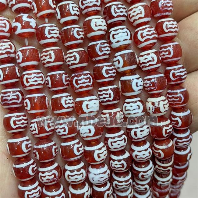 Tibetan Agate Beads Red Smooth Round
