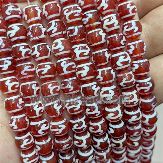 Tibetan Agate Beads Red Smooth Round