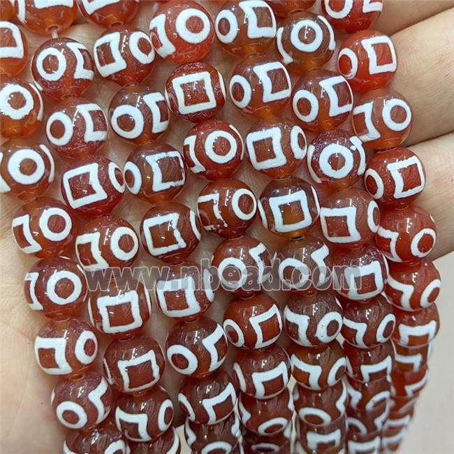 Tibetan Agate Beads Red Smooth Round