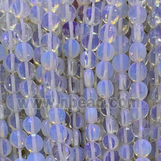 white Opalite Beads, faceted circle