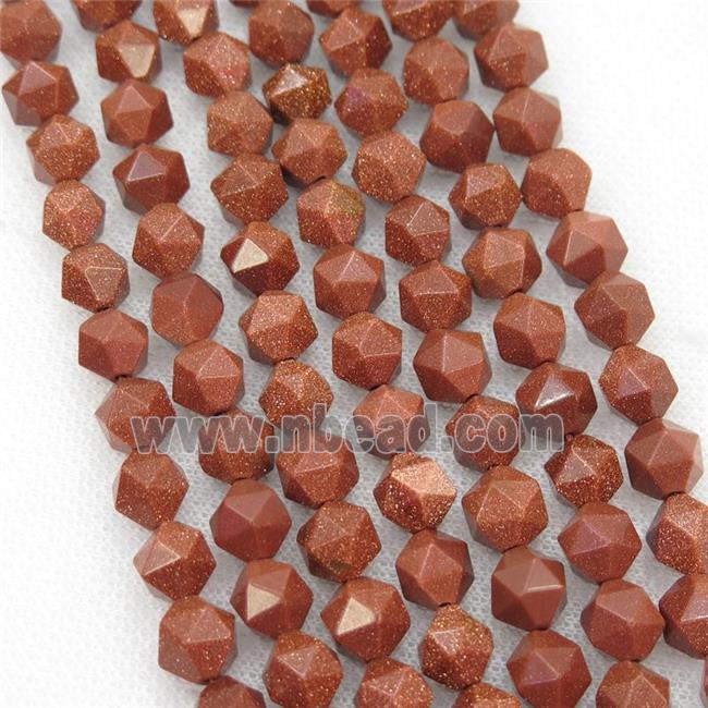 Gold Sandstone Beads, faceted round, starcut