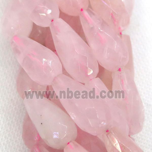 Rose Quartz Beads, faceted teardrop
