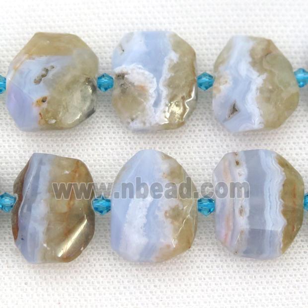 blue Lace Agate Beads, faceted rectangle