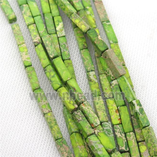 olive Imperial Jasper cuboid beads