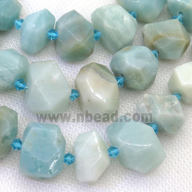 Chinese Amazonite beads, faceted freeform