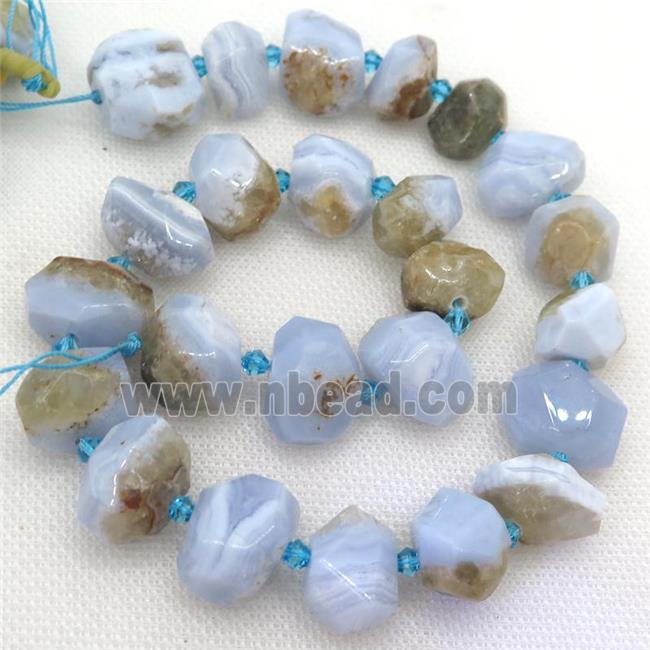 blue lace agate nugget beads, faceted freeform