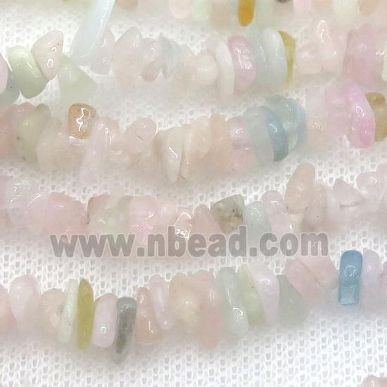 Morganite chip beads, multicolor