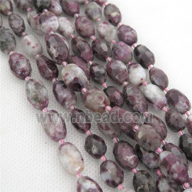 plum blossom Tourmaline beads, faceted barrel