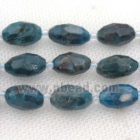 blue Apatite beads, faceted barrel