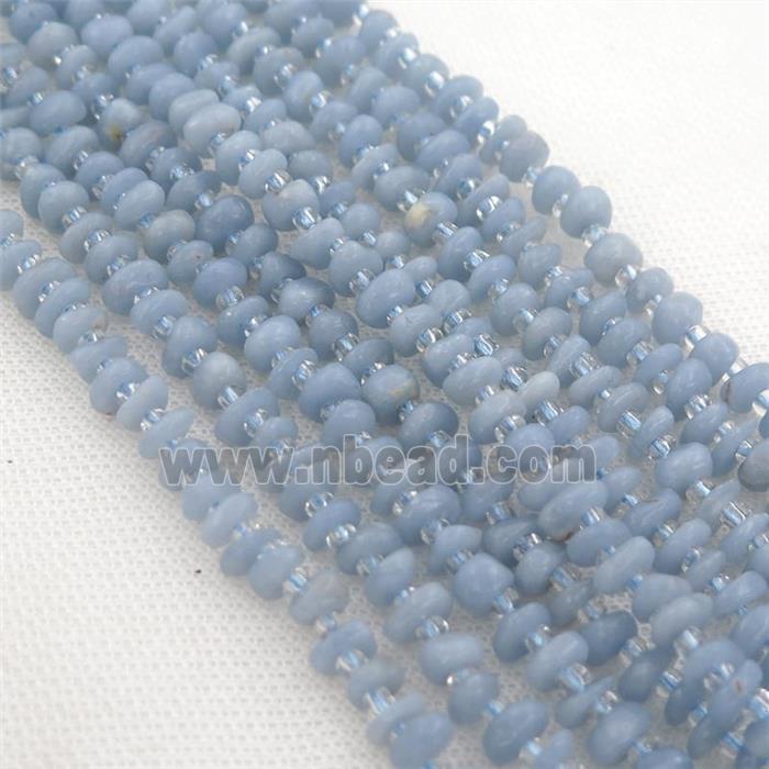 blue Angelite rondelle beads