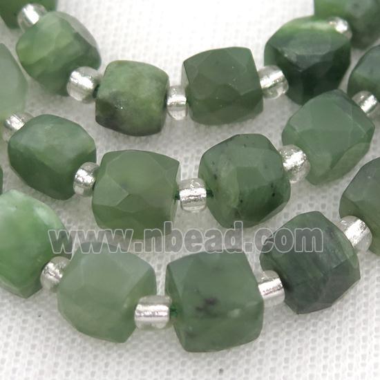 green Canadian Chrysoprase Beads, faceted cube