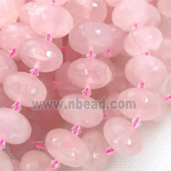Rose Quartz Beads, faceted rondelle
