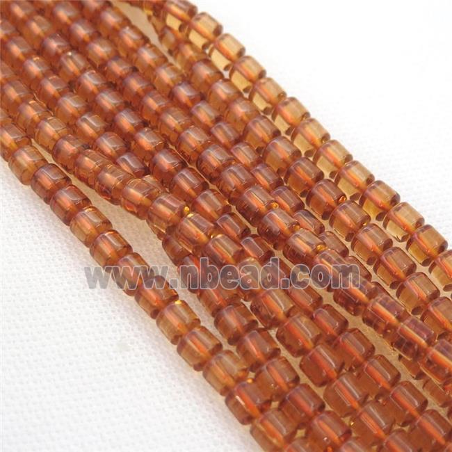Crystal Quartz Beads, tube, yellow dye