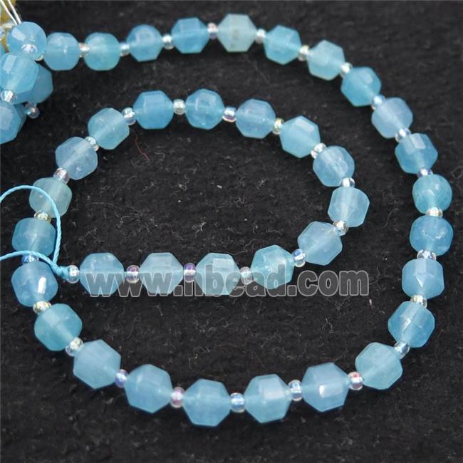 Aquamarine bullet beads, blue treated
