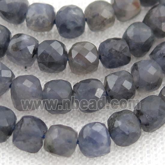 Iolite Beads, faceted cube