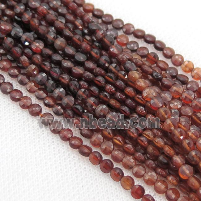 orange Garnet Beads, faceted coin