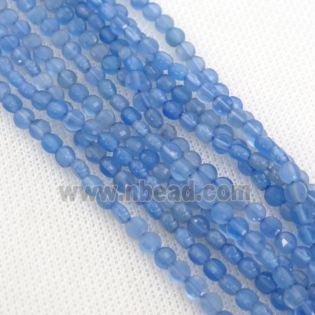 blue Agate Beads, faceted coin