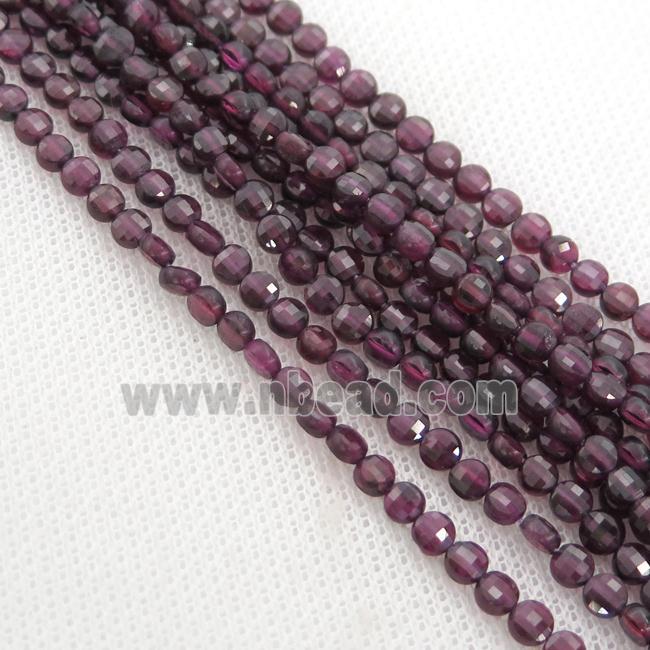 purple Garnet Beads, faceted coin