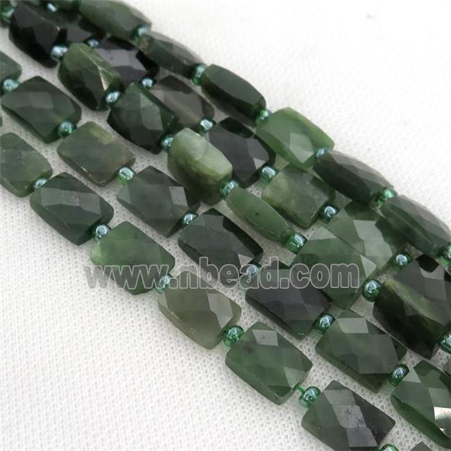 green Canadian Chrysoprase Beads, faceted rectangle