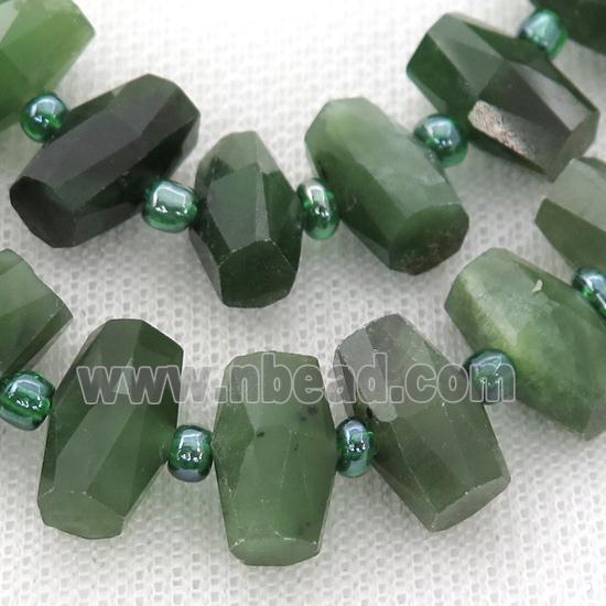 green Canadian Chrysoprase Beads, faceted barrel