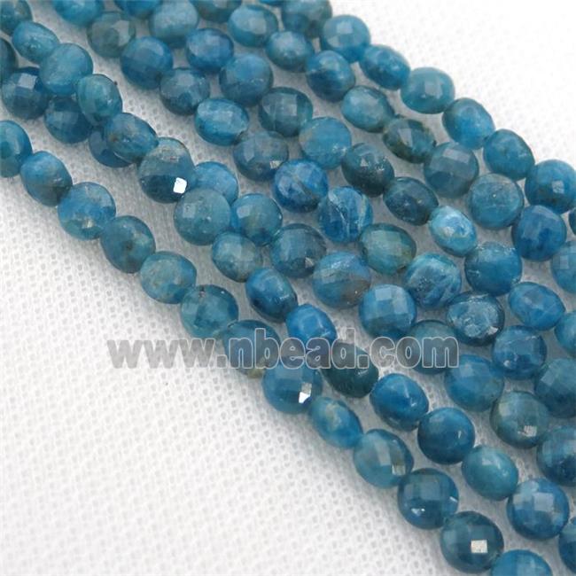 blue Apatite Beads, faceted circle