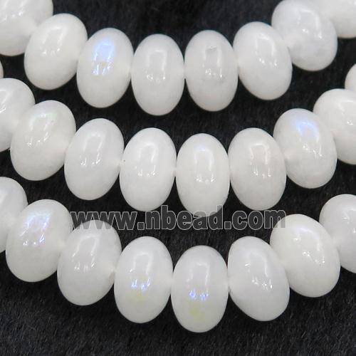 white MoonStone rondelle Beads, electroplated