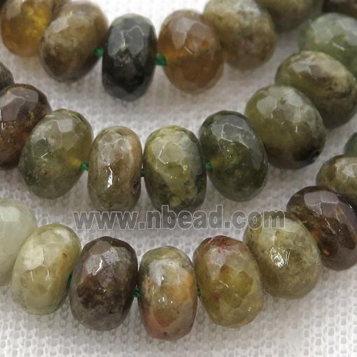green Garnet Beads, faceted rondelle