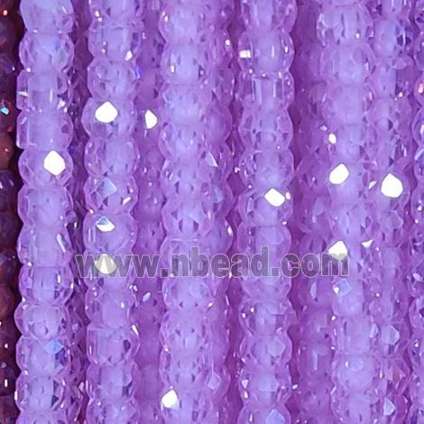 pink Cubic Zircon Beads, faceted rondelle