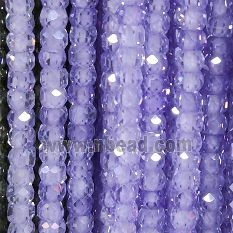 lt.blue Cubic Zircon Beads, faceted rondelle