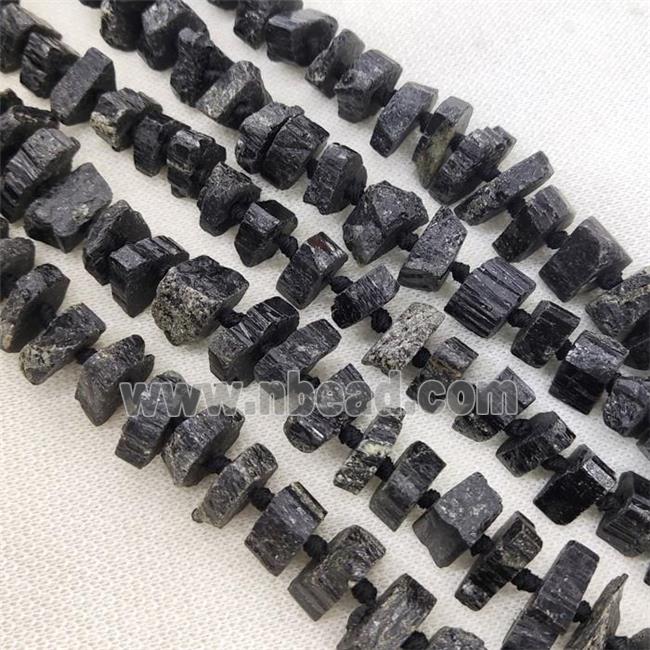 black Tourmaline beads, freeform