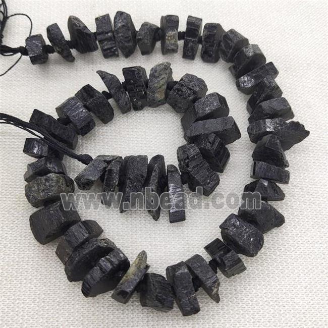 black Tourmaline beads, freeform