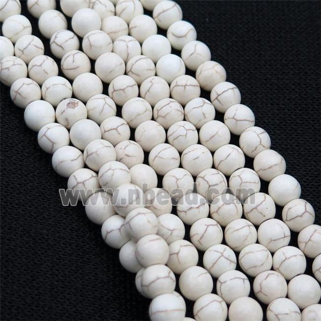 white synthetic Turquoise Beads, round