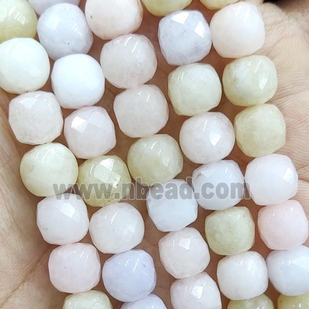 Morganite cube beads, faceted