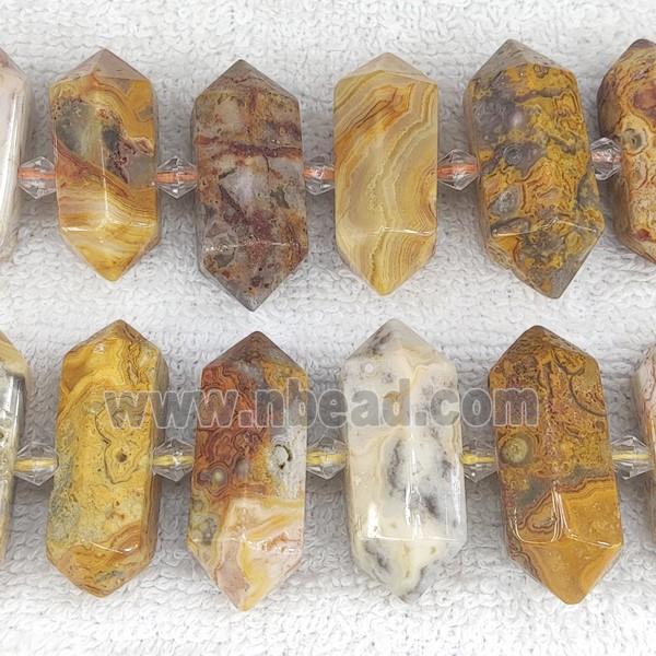 yellow Crazy Agate bullet beads