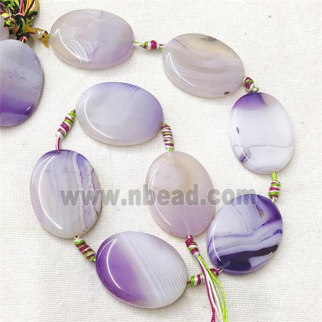 Stripe Agate Oval Beads, purple