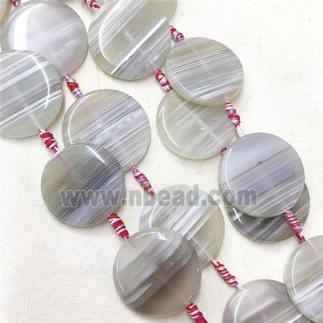 natural Agate Circle Beads, gray