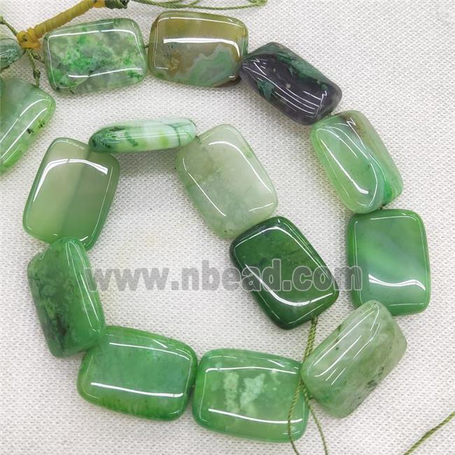 natural Agate rectangle beads, green dye