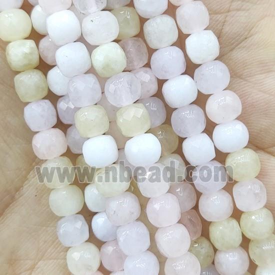 pink Morganite Beads, faceted cube