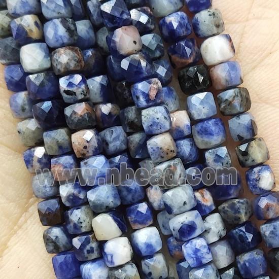 orange Sodalite Beads, faceted cube